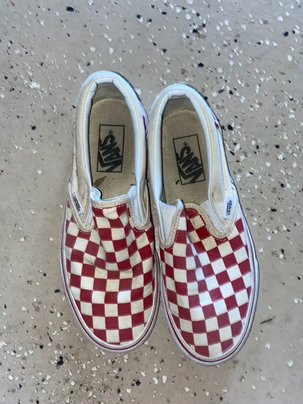 Vans Kids Slip-On Checkerboard Sneakers - Red & White